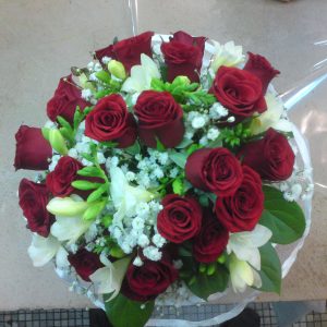 Bouquet de mariée rouge et blanc